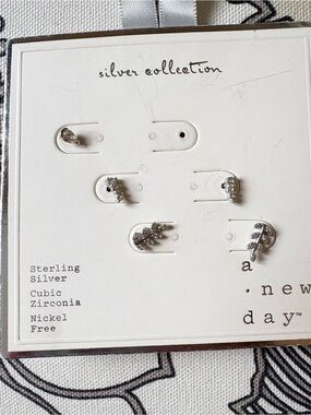 Silver Cubic Zirconia Stud Earring Set